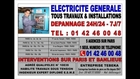 ELECTRICITE ENTREPRISE - 0142460048 - PARIS 6eme - 50 RUE DE RENNES - 75006 - PARIS - TRAVAUX ET DEPANNAGES URGENTS 24H/24